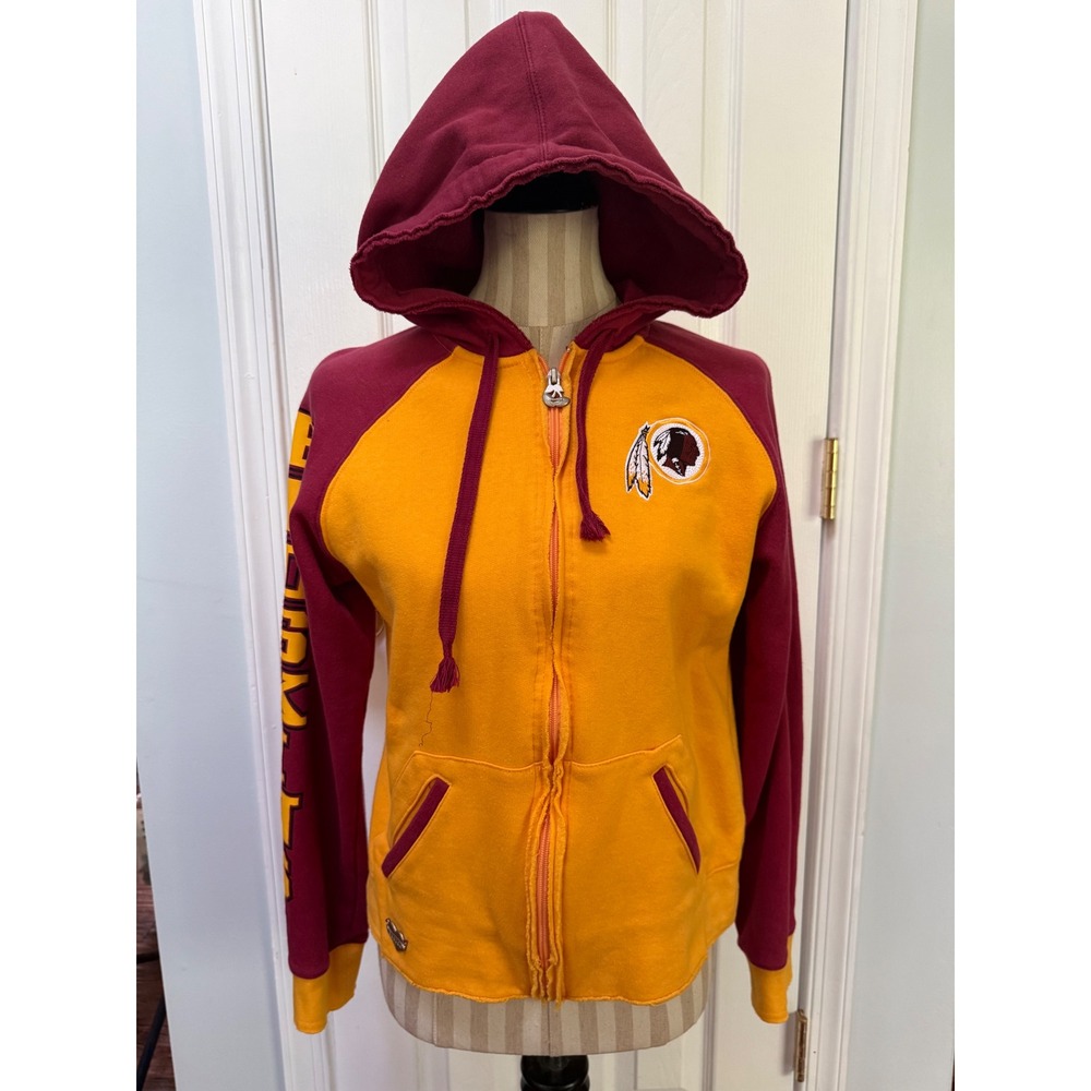 Reebok NFL Washington Redskins Full Zip Hoodie Gold Burgundy Womens Medium